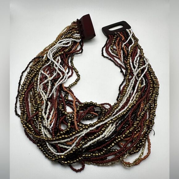 20" multi-strand glass seed beads necklace with large acrylic clasp! - Picture 14 of 14